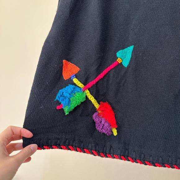 Michael Simon Vintage 1991 Knit Cardigan Abstract Art Sweater Bow & Arrow Bead - Picture 10 of 13